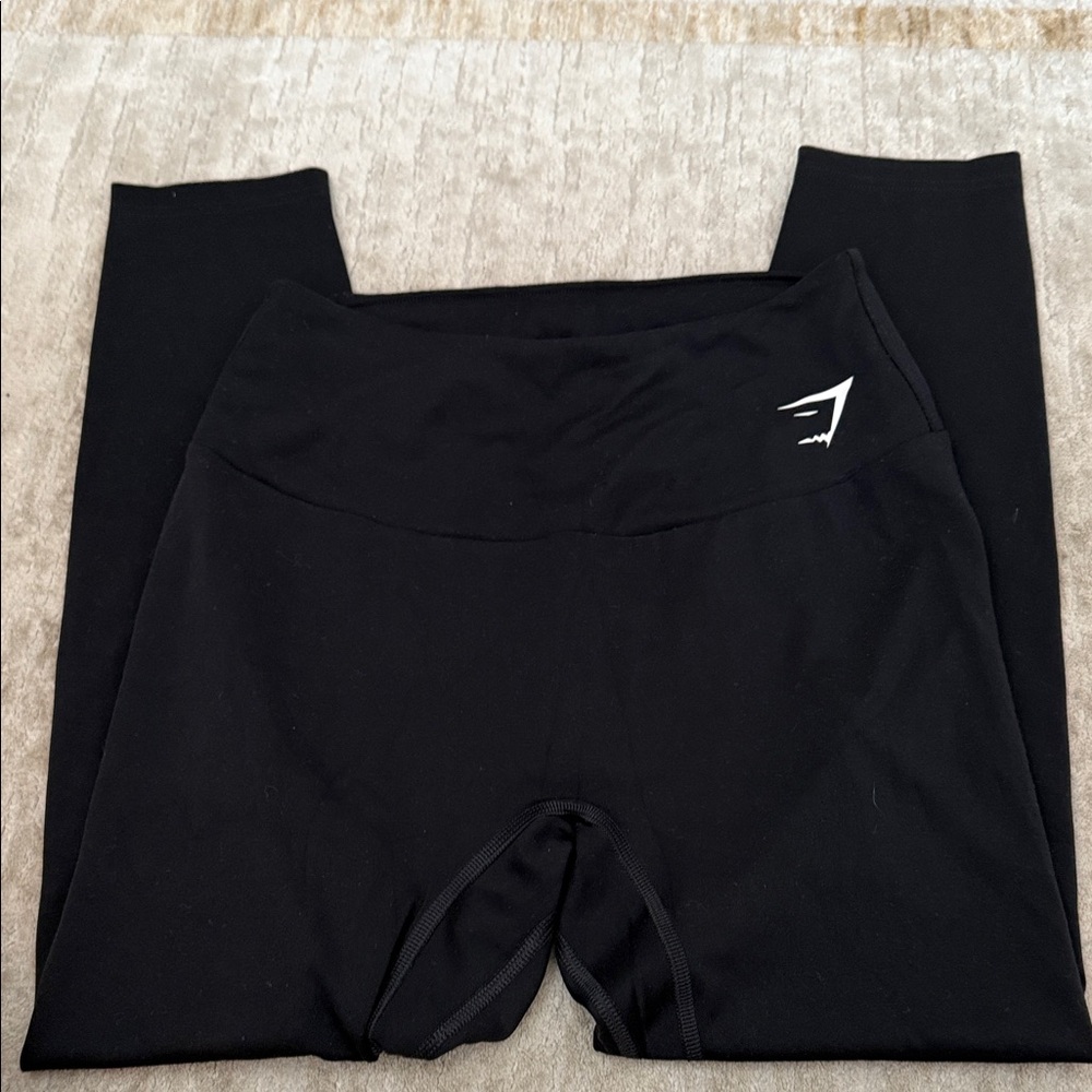 Gymshark Black Seamless Workout Leggings with White Logo